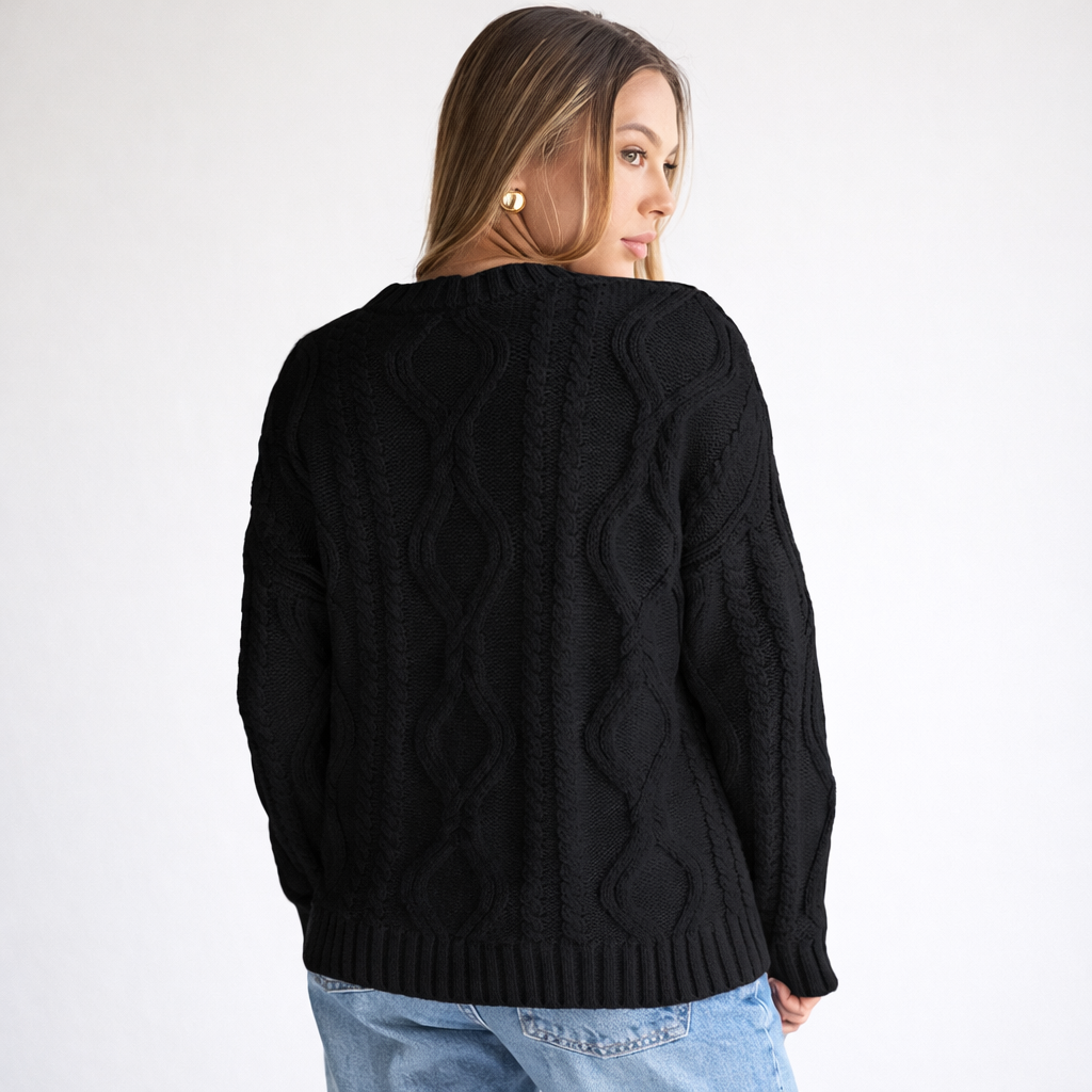 Damen Oversize Grobstrick Pullover Langarm Caldo inverno