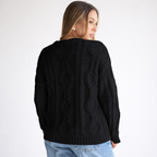 Damen Oversize Grobstrick Pullover Langarm Caldo inverno