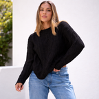 Damen Oversize Grobstrick Pullover Langarm Caldo inverno