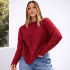 Damen Oversize Grobstrick Pullover Langarm Caldo inverno