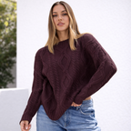 Damen Oversize Grobstrick Pullover Langarm Caldo inverno