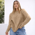 Damen Oversize Grobstrick Pullover Langarm Caldo inverno