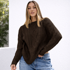 Damen Oversize Grobstrick Pullover Langarm Caldo inverno