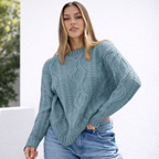 Damen Oversize Grobstrick Pullover Langarm Caldo inverno