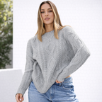 Damen Oversize Grobstrick Pullover Langarm Caldo inverno