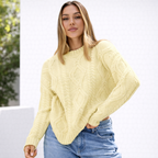 Damen Oversize Grobstrick Pullover Langarm Caldo inverno