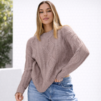 Damen Oversize Grobstrick Pullover Langarm Caldo inverno