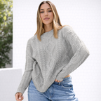Damen Oversize Grobstrick Pullover Langarm Caldo inverno