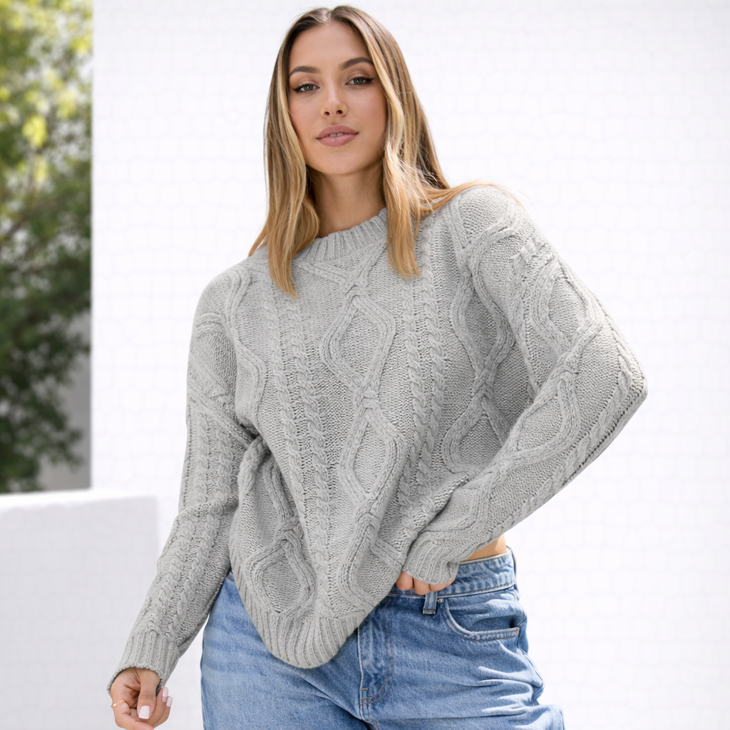 Damen Oversize Grobstrick Pullover Langarm Caldo inverno