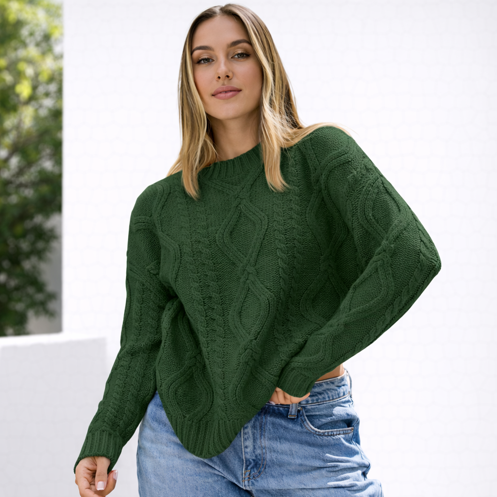 Damen Oversize Grobstrick Pullover Langarm Caldo inverno