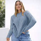 Damen Oversize Grobstrick Pullover Langarm Caldo inverno
