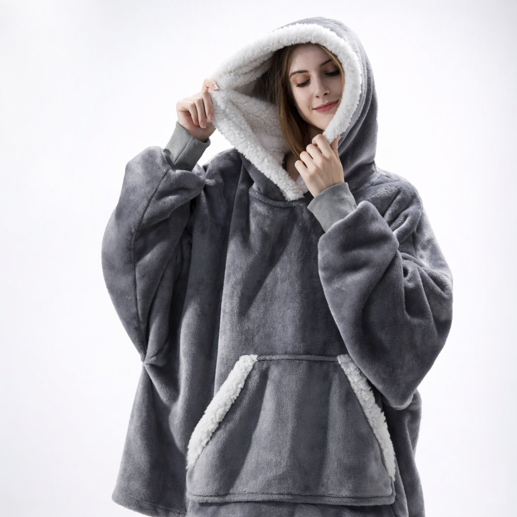 Damen Kuschel Felpa con cappuccio Decke Oversize Warm Lang Alltag