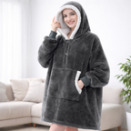 Damen Kuschel Felpa con cappuccio Decke Oversize Warm Lang Alltag