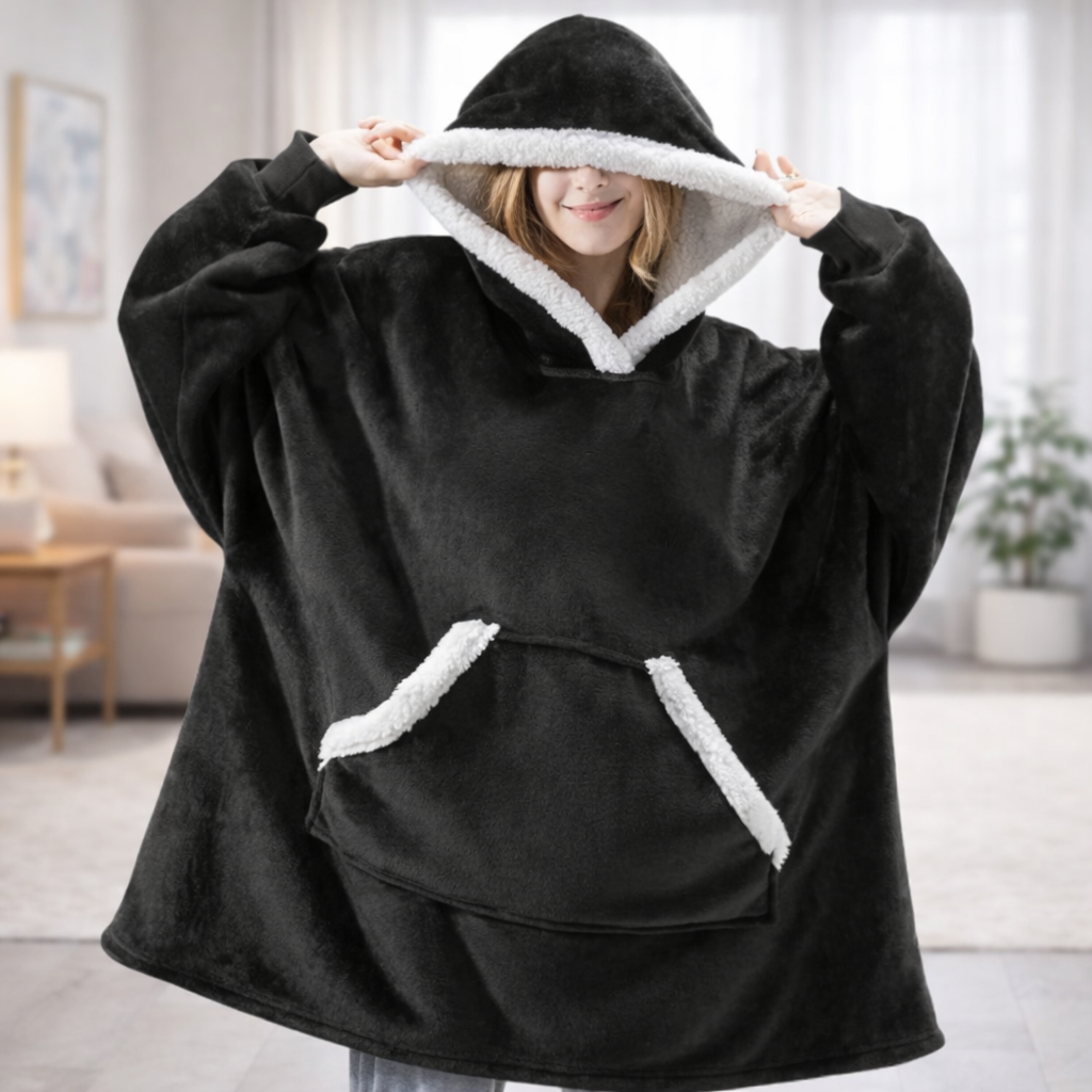 Damen Kuschel Felpa con cappuccio Decke Oversize Warm Lang Alltag