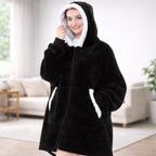 Damen Kuschel Felpa con cappuccio Decke Oversize Warm Lang Alltag