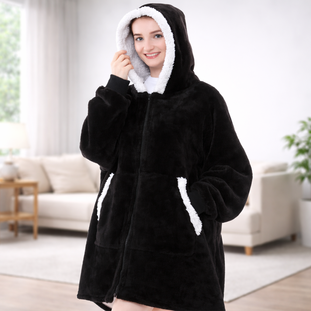 Damen Kuschel Felpa con cappuccio Decke Oversize Warm Lang Alltag