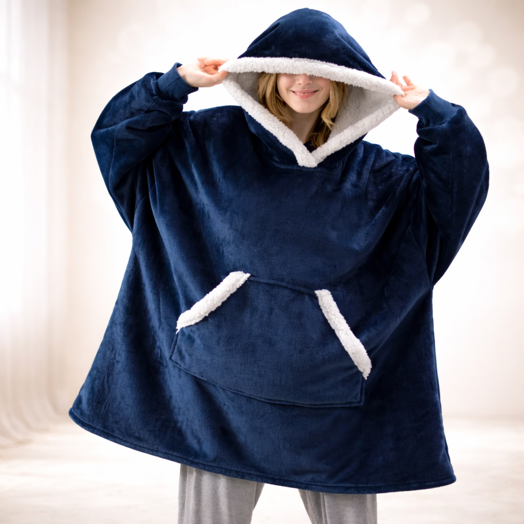 Damen Kuschel Felpa con cappuccio Decke Oversize Warm Lang Alltag