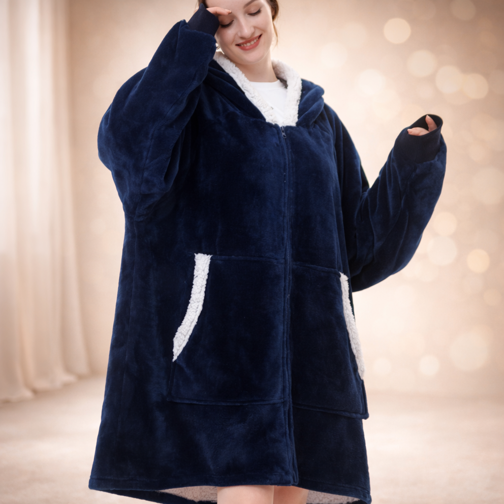 Damen Kuschel Felpa con cappuccio Decke Oversize Warm Lang Alltag