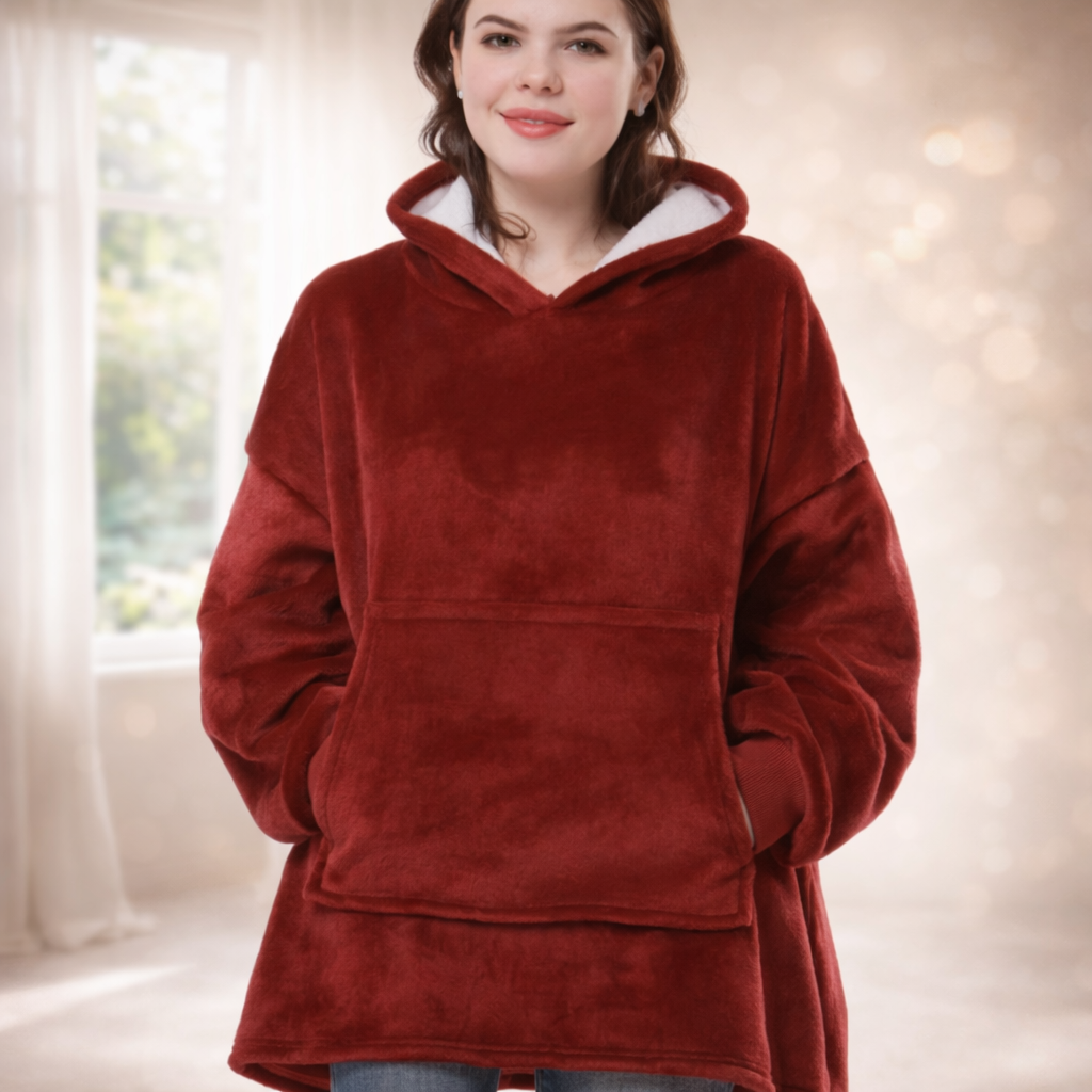 Damen Kuschel Felpa con cappuccio Decke Oversize Warm Lang Alltag