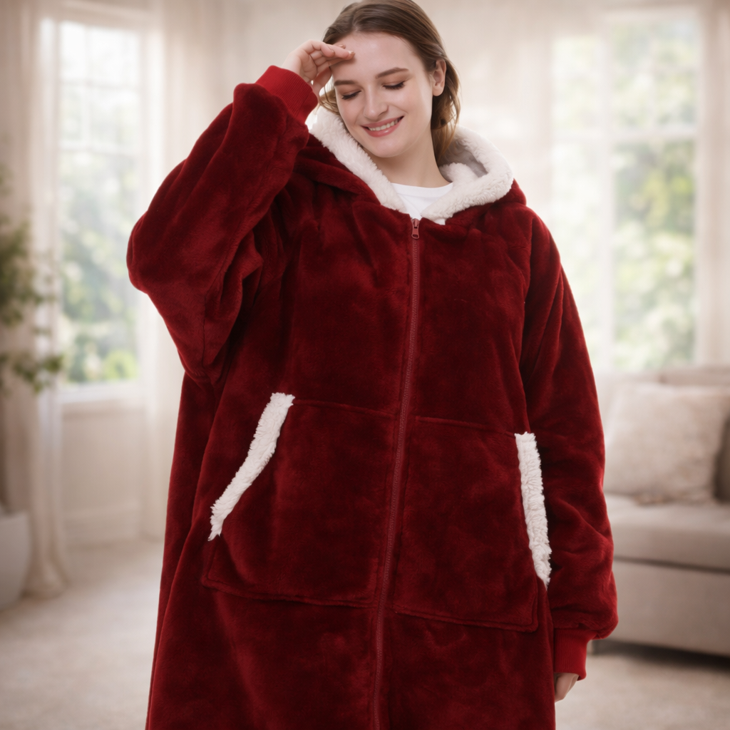Damen Kuschel Felpa con cappuccio Decke Oversize Warm Lang Alltag