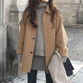Cappotto invernale classico in lana | Bottoni di media lunghezza sul davanti color cammello
