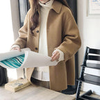 Cappotto invernale classico in lana | Bottoni di media lunghezza sul davanti color cammello