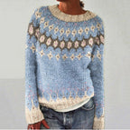 Maglione in lana nordica | Motivo Fair Isle in azzurro cielo