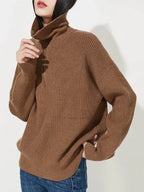 Maglione lavorato a maglia con mezza zip | Pullover in misto cashmere a coste