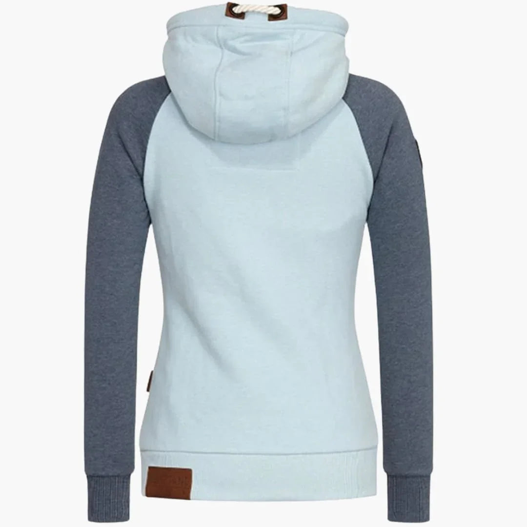 Felpa con cappuccio da donna con zip e cappuccio con coulisse