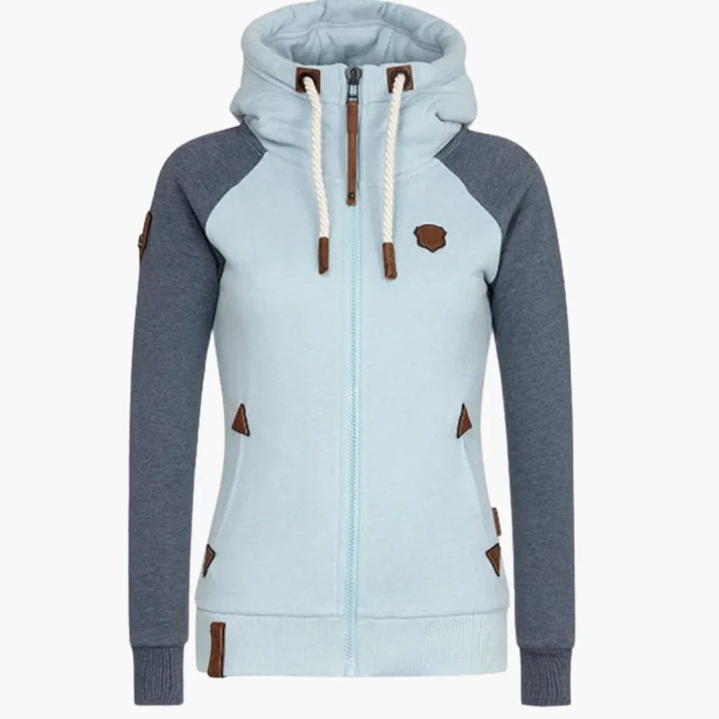 Felpa con cappuccio da donna con zip e cappuccio con coulisse