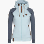Felpa con cappuccio da donna con zip e cappuccio con coulisse