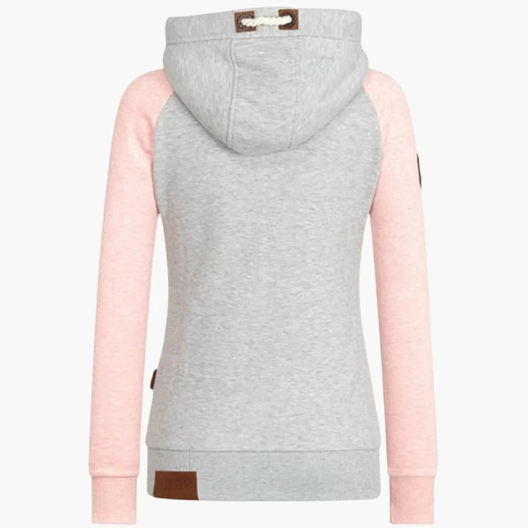 Felpa con cappuccio da donna con zip e cappuccio con coulisse