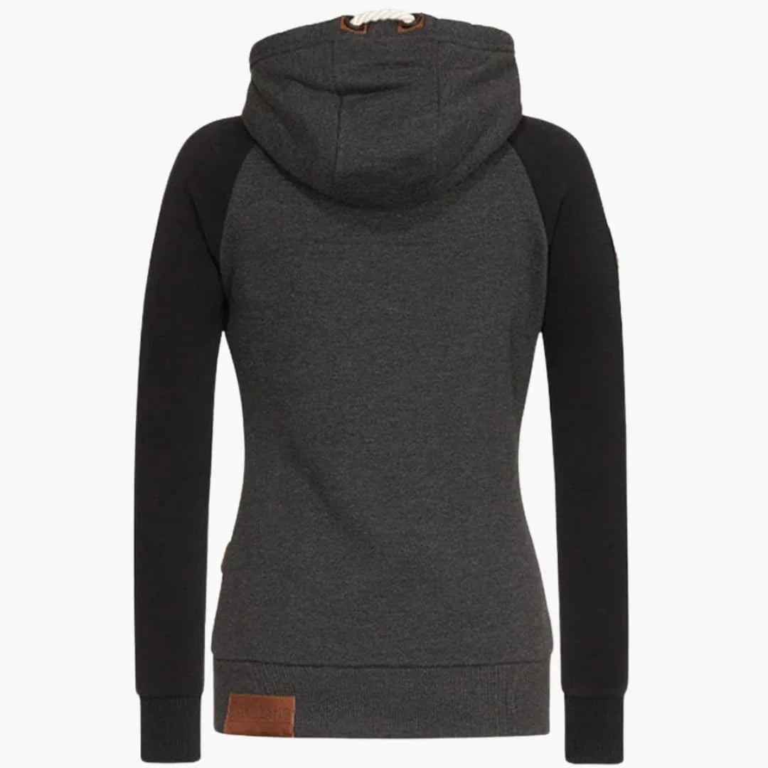 Felpa con cappuccio da donna con zip e cappuccio con coulisse