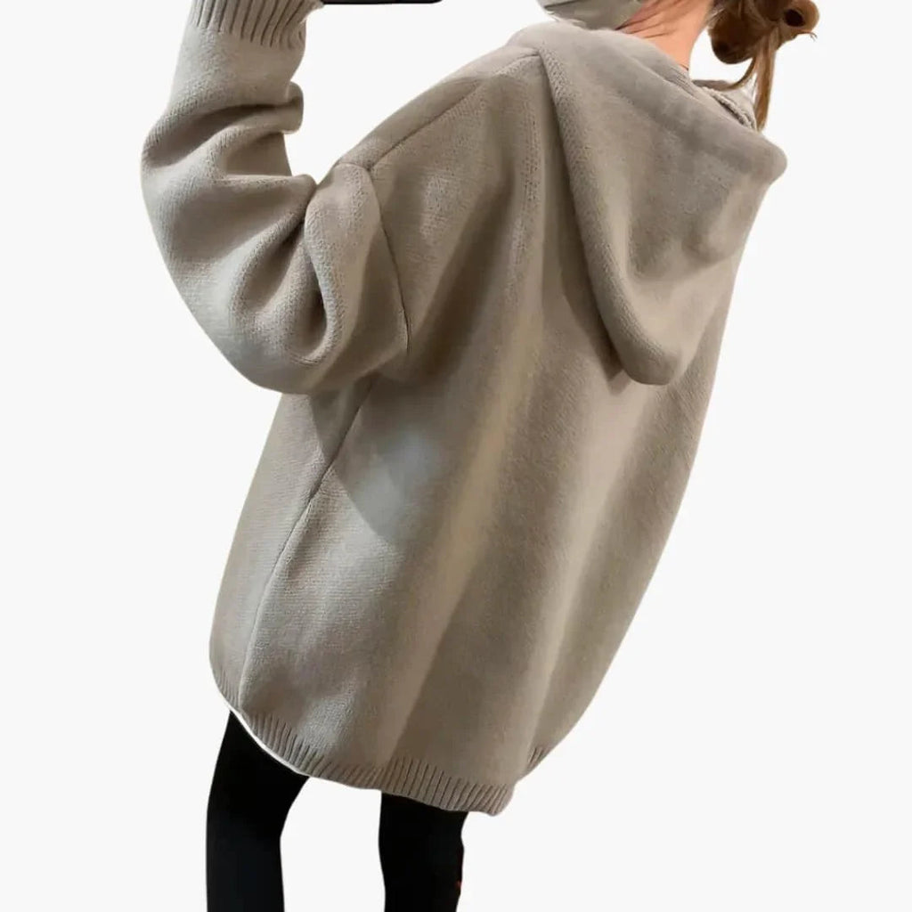 Felpa con cappuccio oversize da donna con stampa di smiley