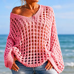 Damen Pullover Strickpullover V Ausschnitt Freizeit Sommer Oberteil