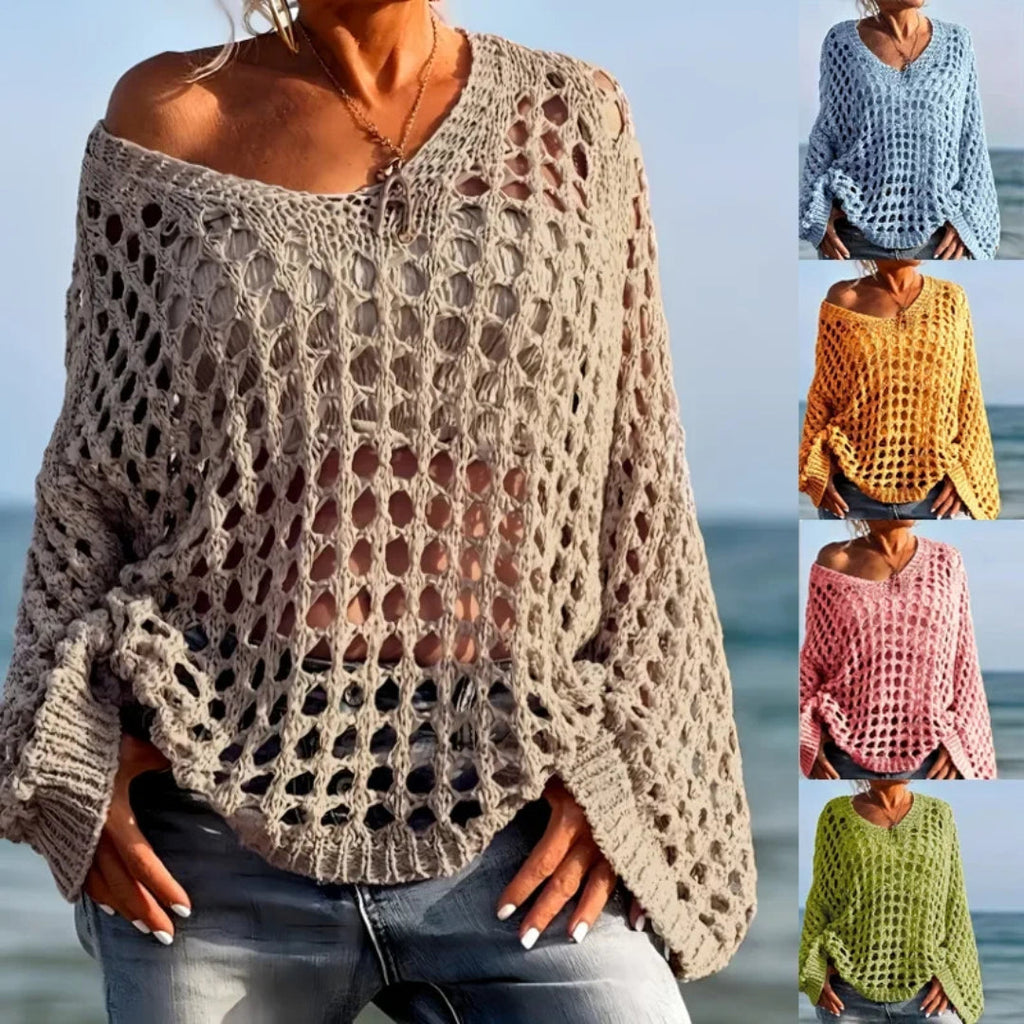 Damen Pullover Strickpullover V Ausschnitt Freizeit Sommer Oberteil