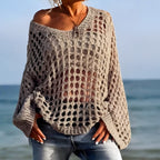 Damen Pullover Strickpullover V Ausschnitt Freizeit Sommer Oberteil