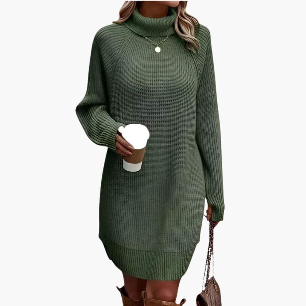 Abito da donna in maglia con collo alto e maniche lunghe