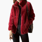 Cappotto Teddy da donna con cerniera frontale e orlo regolabile