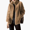 Cappotto Teddy da donna con cerniera frontale e orlo regolabile