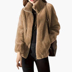 Cappotto Teddy da donna con cerniera frontale e orlo regolabile