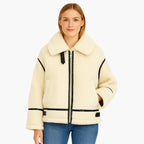 Giacca Teddy da donna con cerniera e tasche