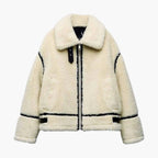 Giacca Teddy da donna con cerniera e tasche