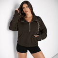 Felpa pullover oversize da donna Reißverschluss Langarm