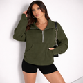 Felpa pullover oversize da donna Reißverschluss Langarm