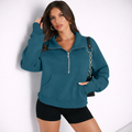 Felpa pullover oversize da donna Reißverschluss Langarm