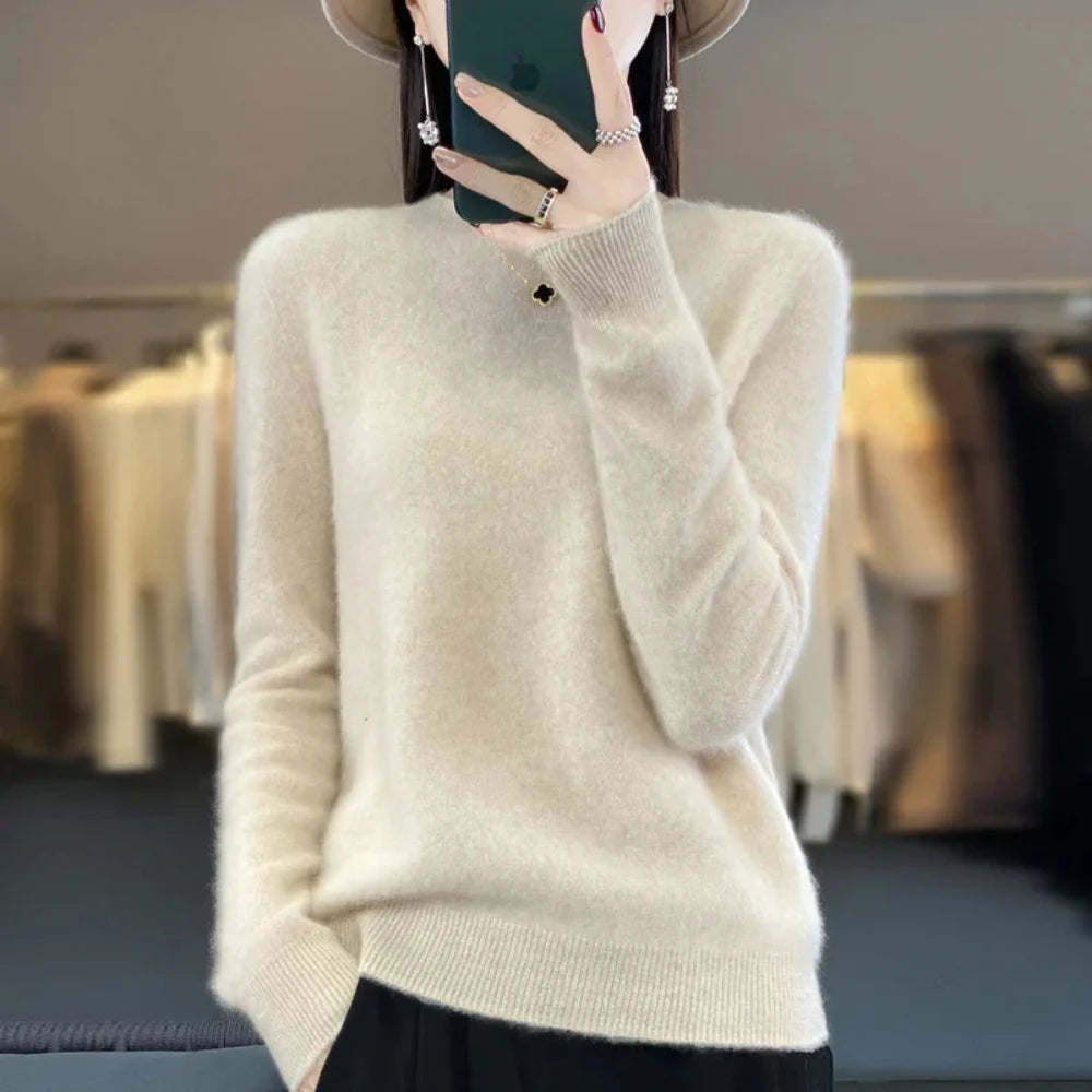 Damen Weicher Feinstrick Pullover Langarm Rundhals