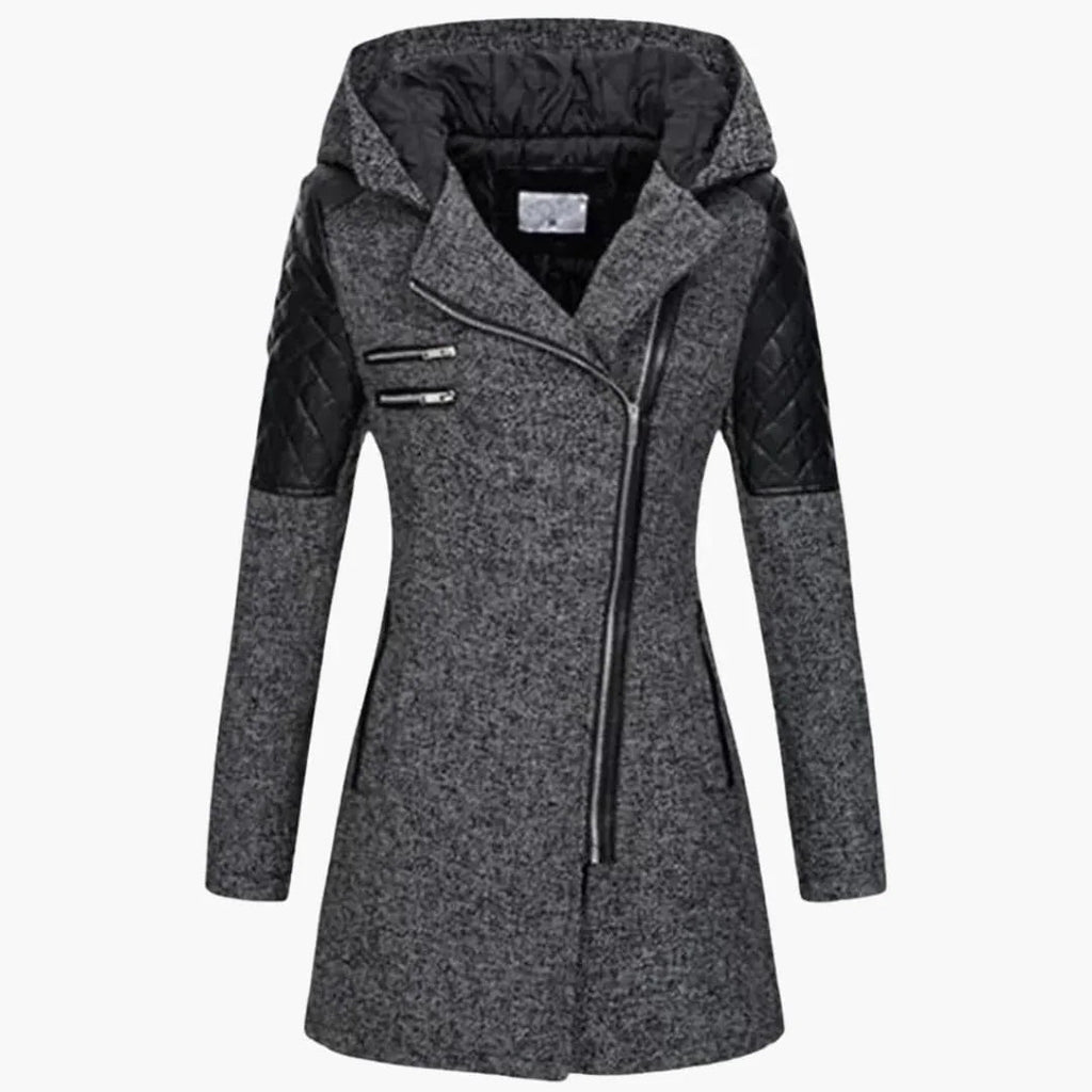Cappotto da donna con cappuccio e cerniera