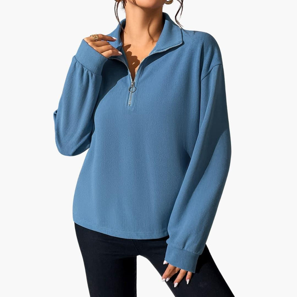 Maglione da donna con collo alto e mezza cerniera