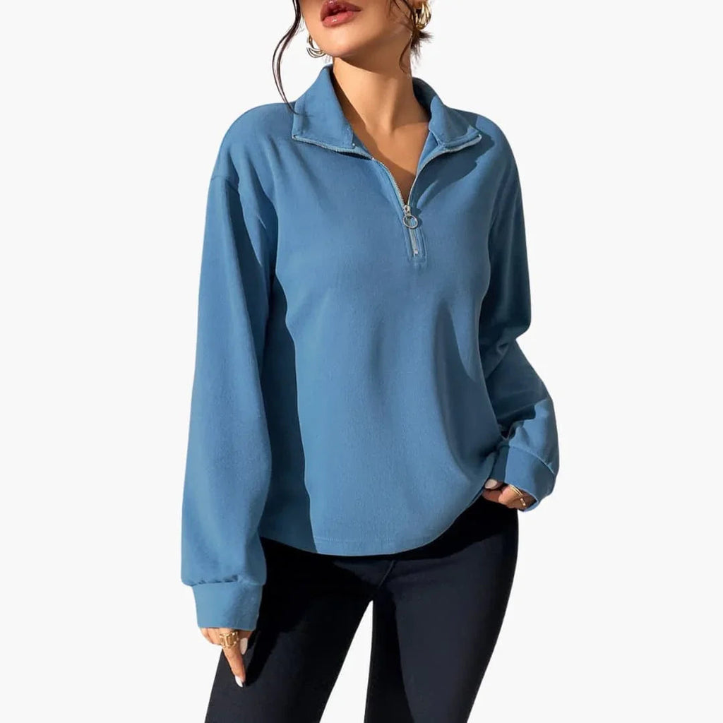 Maglione da donna con collo alto e mezza cerniera